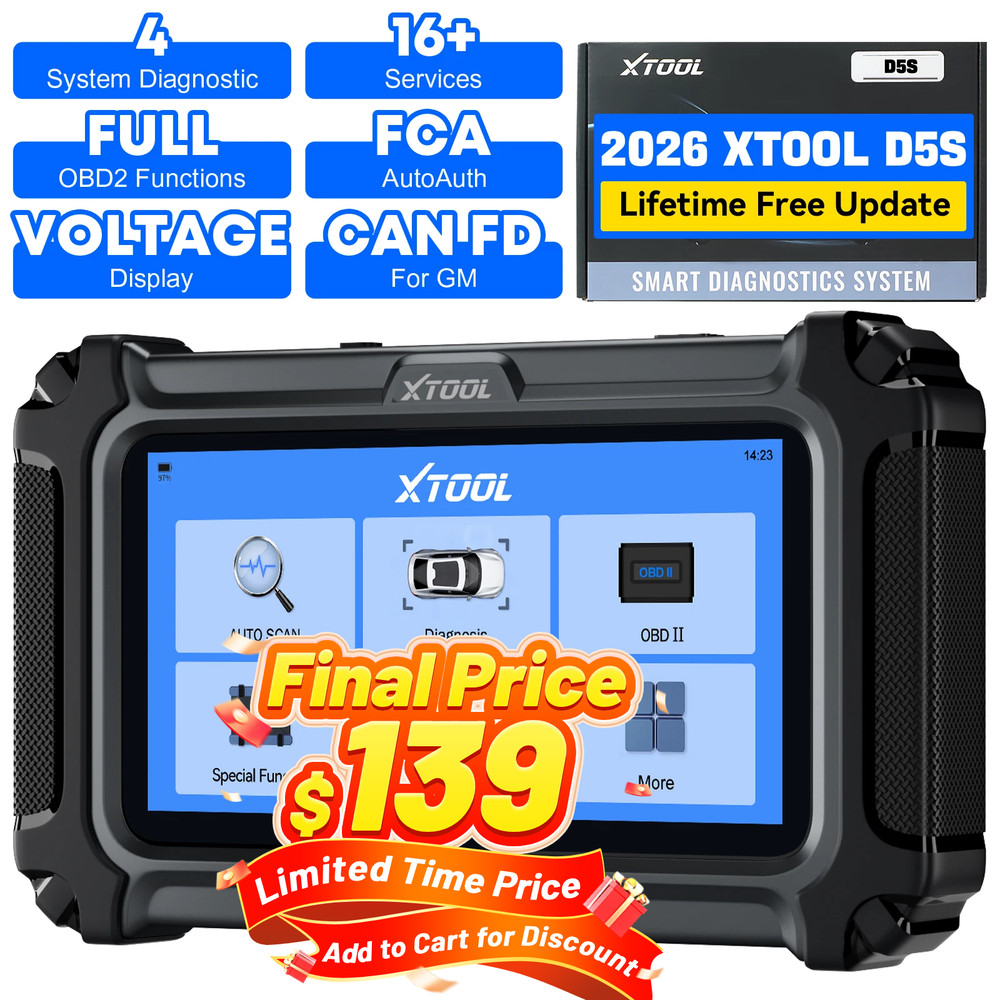 XTOOL D5S OBD2 Scanner Engine Transmission ABS SRS Code Reader Diagnostic Tool