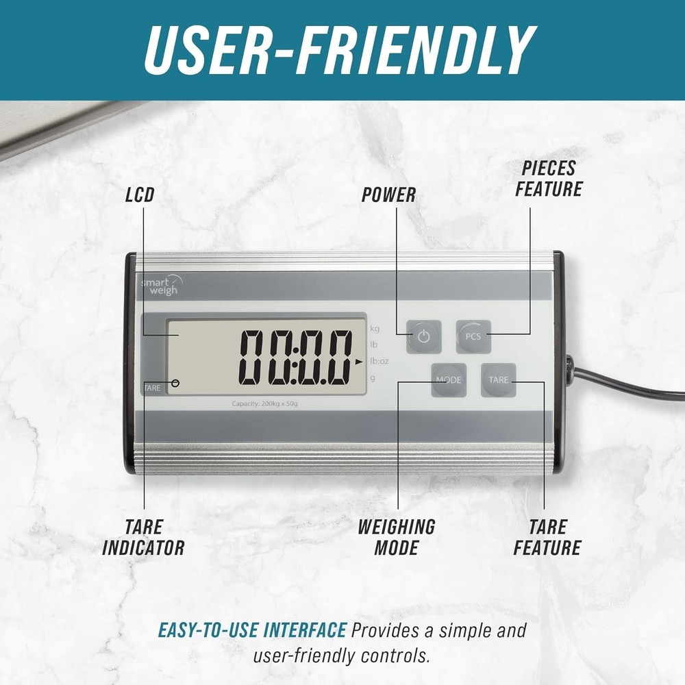 Stainless Steel Postal Scale, 440 lb Capacity