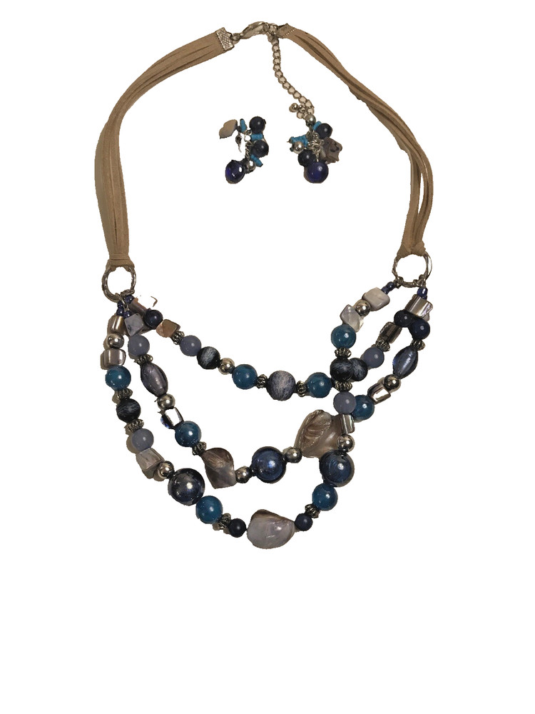 bluebead necklace and earring set