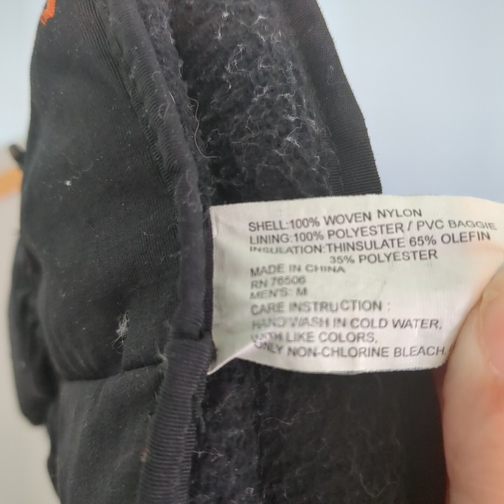 Men's Thinsulate Black 80 Gram Gloves size medium Fleece Lined with Palm Patch