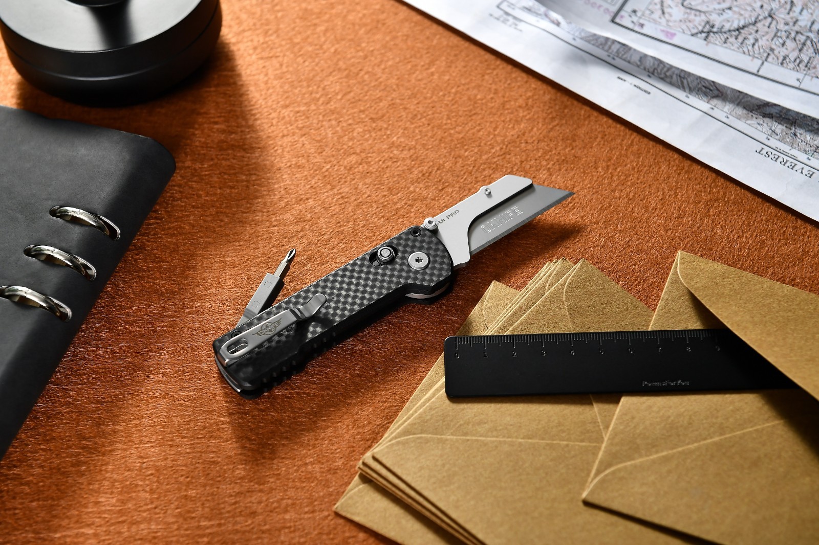 Olight U1 Pro Multitool Folding Utility Knife, Carbon Fiber Overlay & G10 Handle
