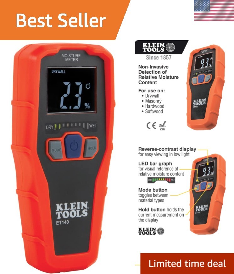 Klein ET140 Pinless Moisture Detector with LED Indicator for Easy Readings