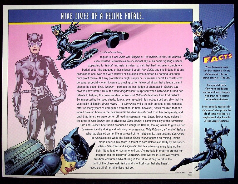CATWOMAN PATCH ~ Willabee & Ward ~ DC COMICS PATCH COLLECTION ~ on Info Card