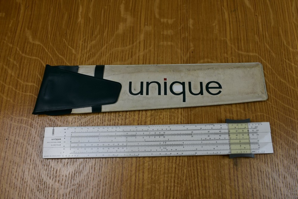 Unique Universal One slide rule, Cased