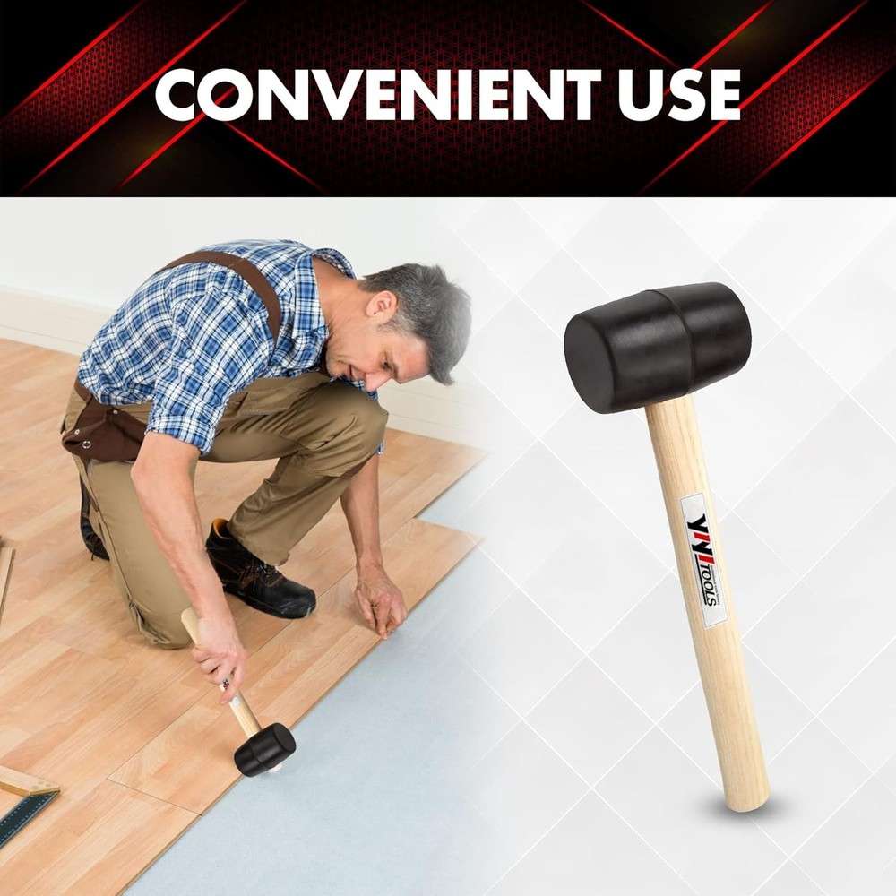 Durable 8oz Rubber Hammer with Solid Wood Handle - Perfect for DIY Projects