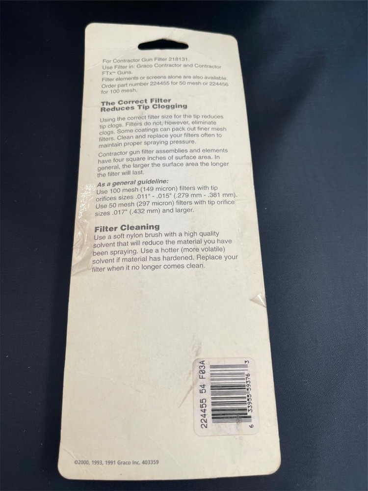 Open box, Filter Element 50 Mesh, 224455
