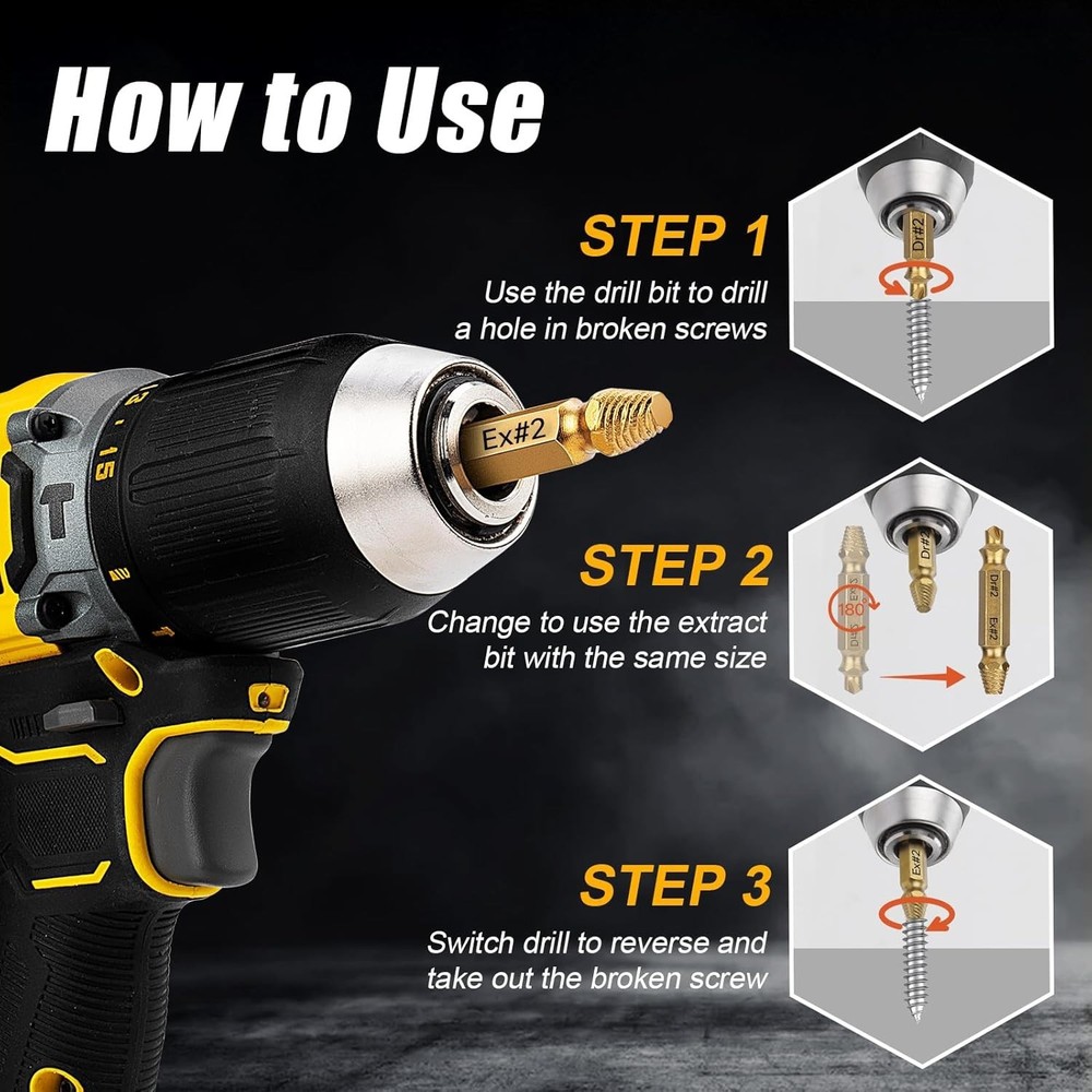 13-Pcs Screw Extractor Set Easy Out Drill Bits Set for Removing Stripped Screws