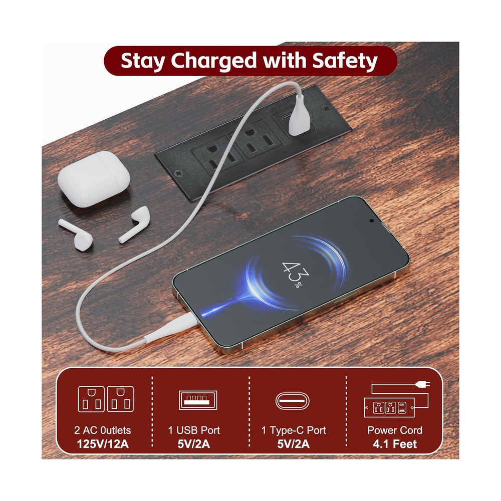 3D Printer Stand with Filament Storage Rack, 3D Printer Table with Power Outl...