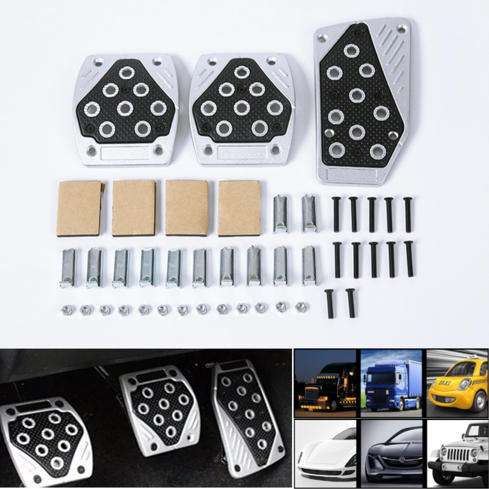 3PCS Non-slip Car Pedal Pads Aluminum Auto Manual Transmission Brake Pad Cover