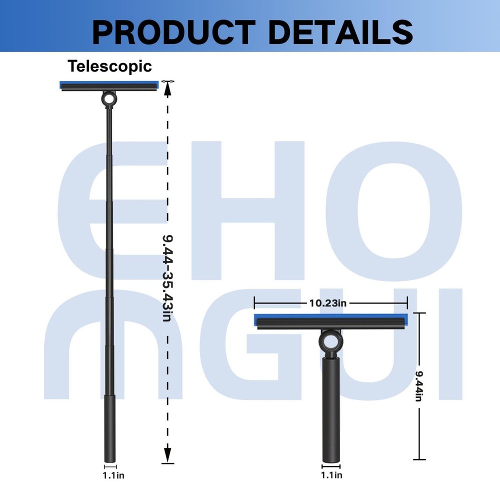 Shower Squeegee for Glass Doors, Squeegee with Black &Blue Extendable Squeegee