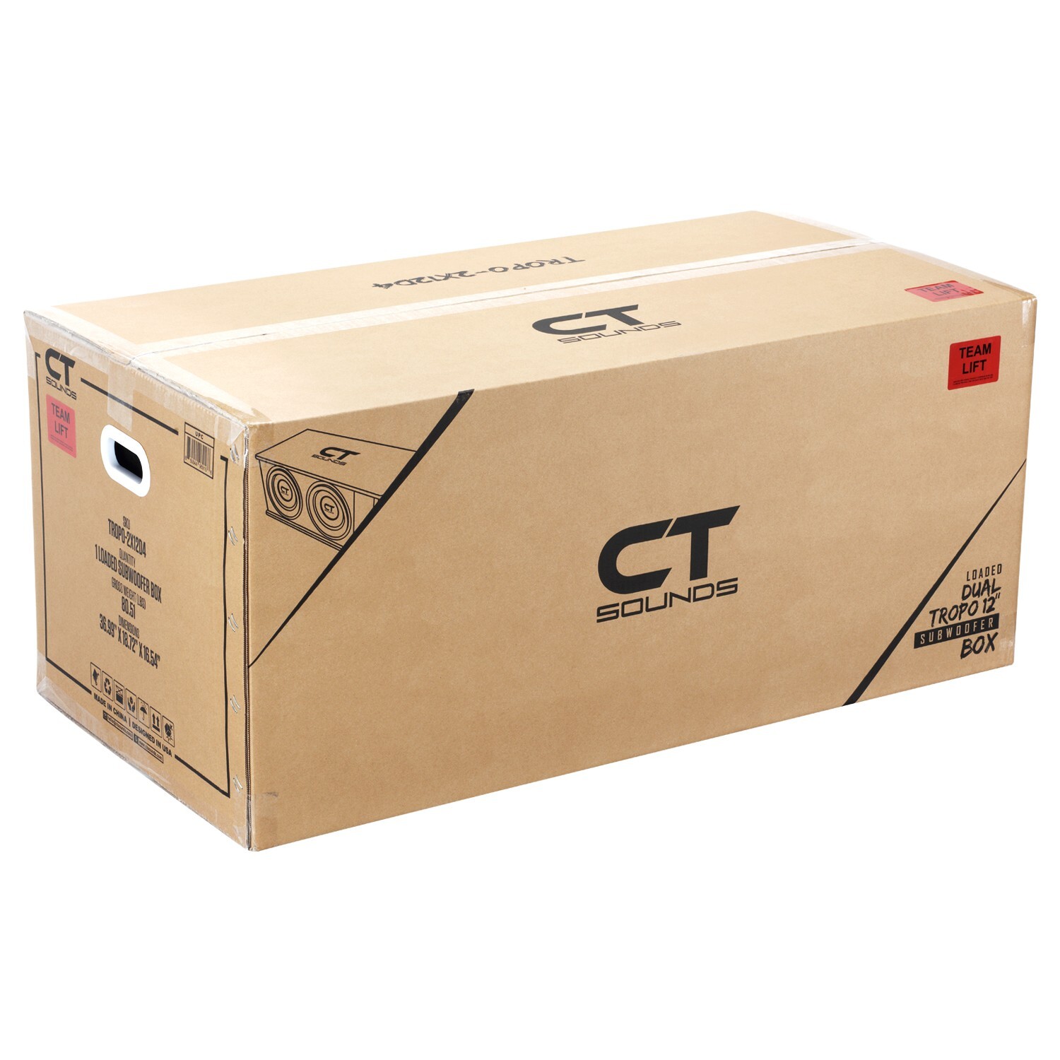 CT Sounds Dual 12” 2600W Loaded Tropo Series Subwoofer Box - TROPO-2X12D4