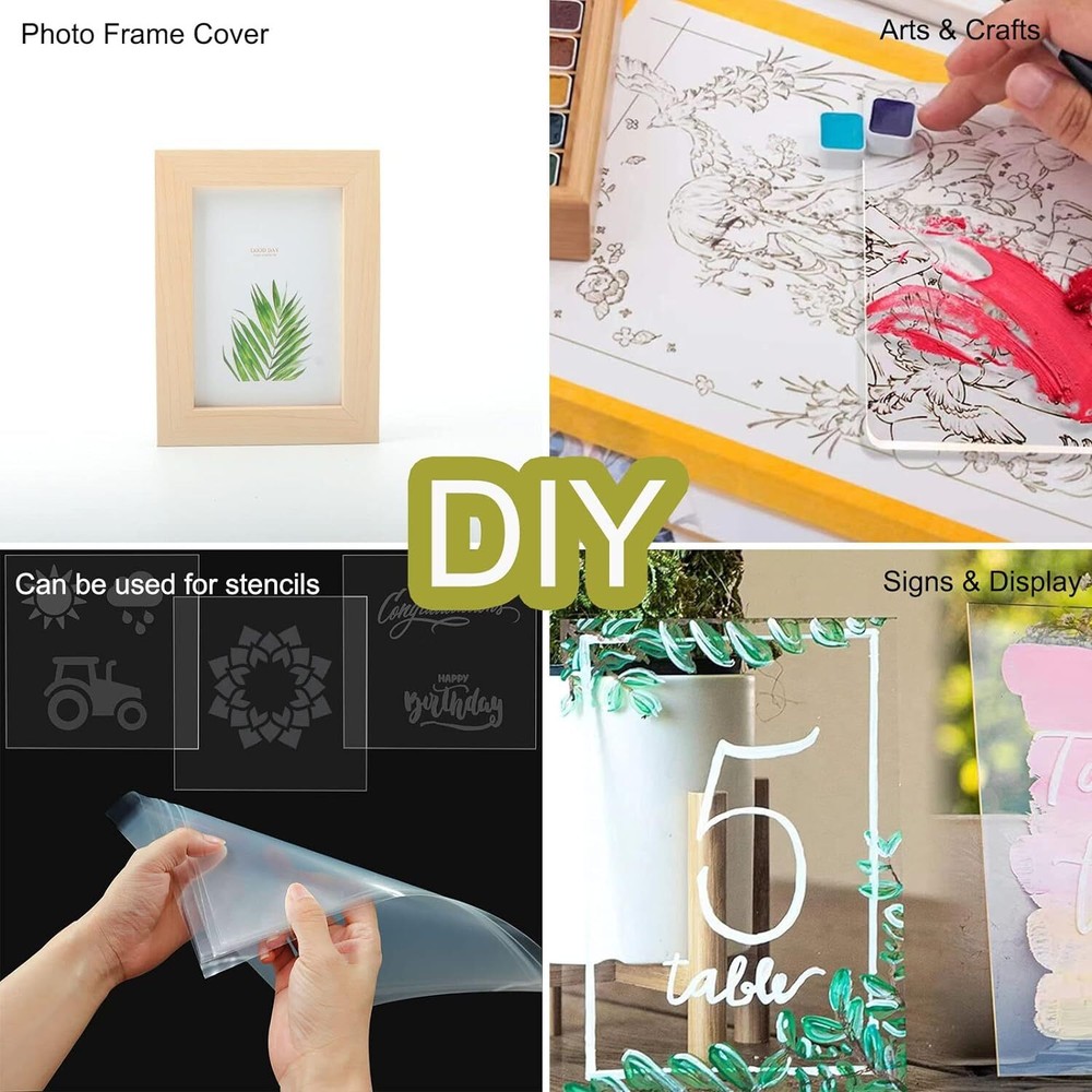 5 Pack 12x12x.02” Clear Plastic Sheet Plexiglass Craft Plastic Sheets PET Fle...