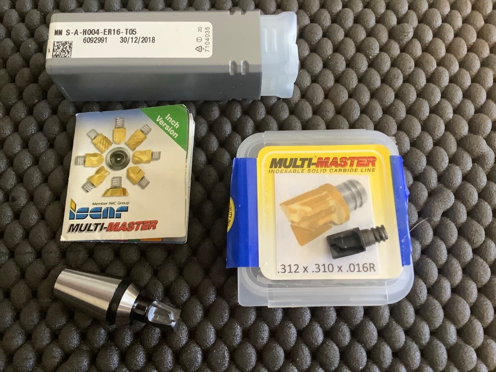metalworking milling tools ISCAR .312” Replaceable Mill Heads with ER16 Adapter.