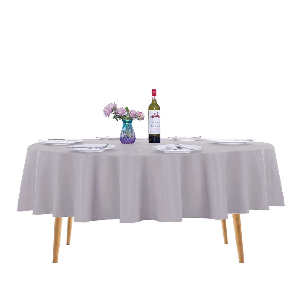 2pack 70 Inch Silver Round Tablecloth in Washable Polyester Fabric for Weddin...