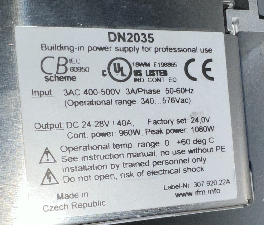iFM ELECTRONIC #DN2035 Power Supply
