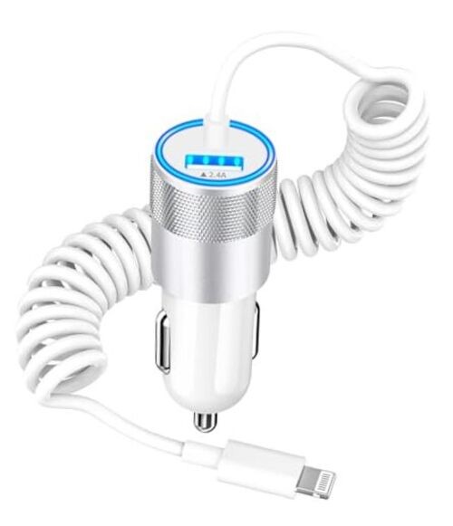 [Apple MFi Certified] iPhone 4.8A 6FT Lightning Coiled Titanium Alloy White