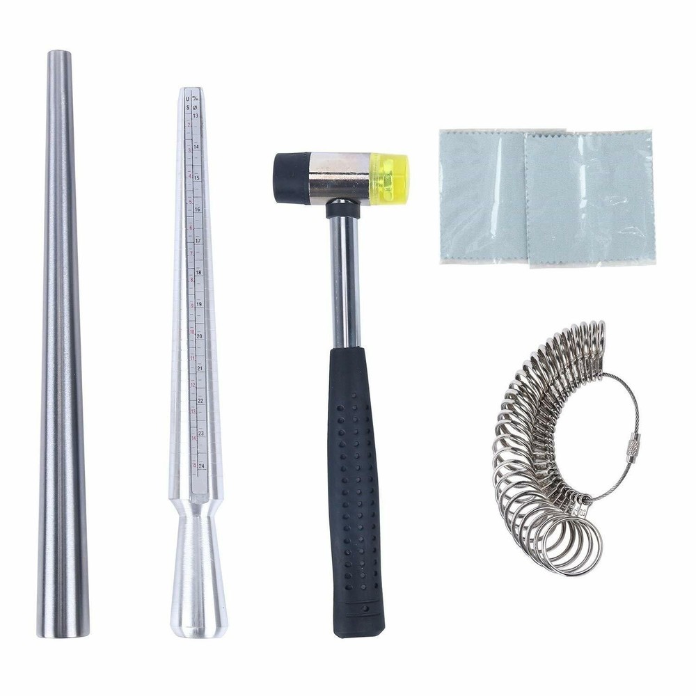 Jewelry Ring Mandrel Sizer Gauge Tools,Hammer Measuring Stick Ring Size Gauge