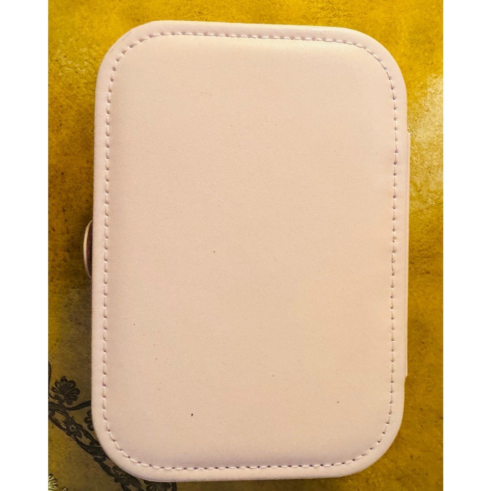 2 Pink Travel Jewelry Box Snap Close Rectangular & Full Zip Square Compartments