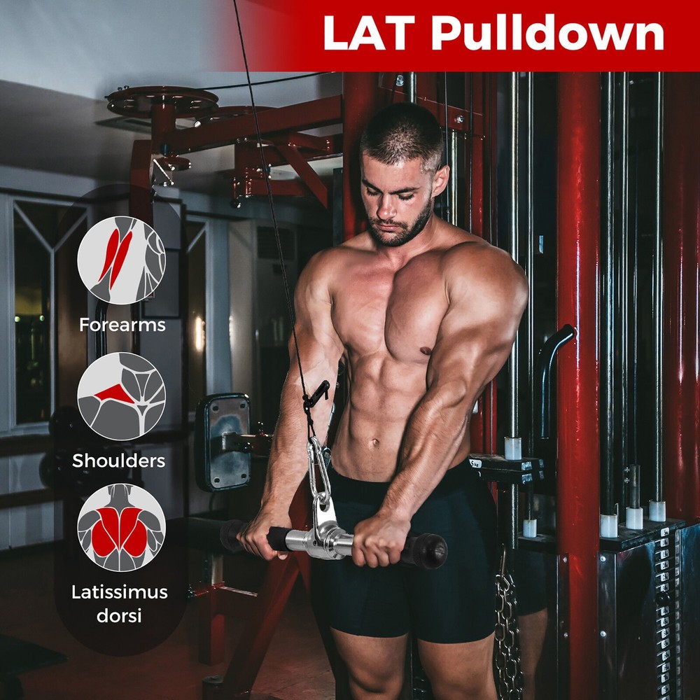 4 PCS Cable Machine Attachment Set V-Shaped Press Down Bar Double D Handle