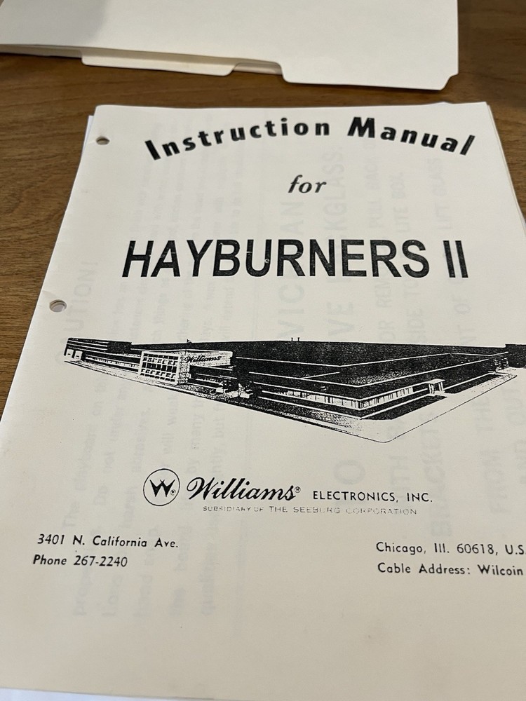Hayburners II Pinball Manual & Schematic