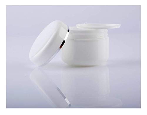 Empty White Silver Edge Portable Refillable Plastic Cosmetic Makeup Face Crea...