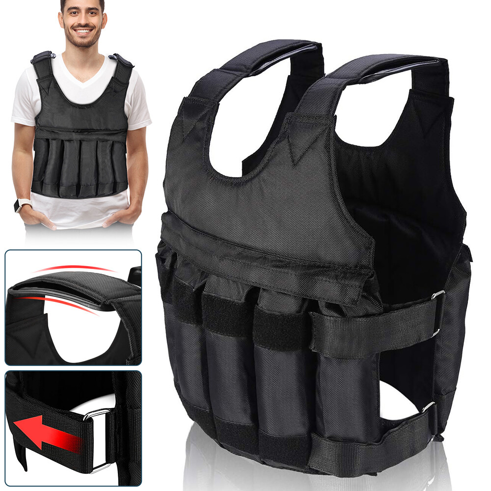 110lbs Exercise Weight Vest Weighted Adjustable Fitness Training Workout Sports