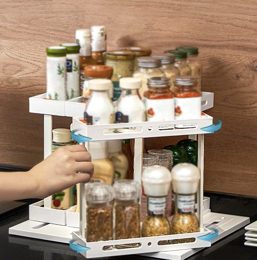 Spice Rack Save Space Foldable Rotating Multi-Function Sage Green - A0067