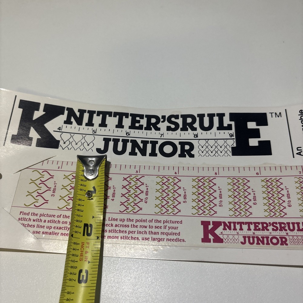 Knitter’s Rule Junior Patternworks Sample Stitch Gague Ruler Tool Knit Guide