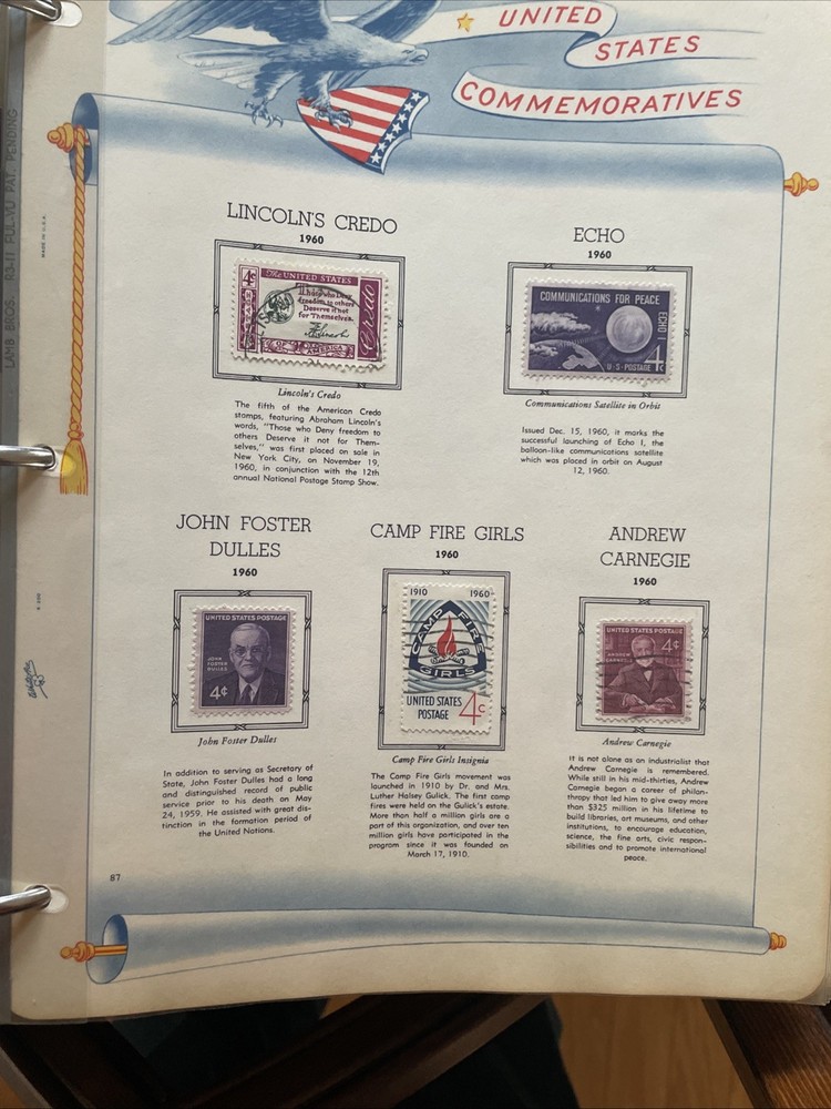 US Commemorative White Ace Album. 1959-1972. 400 Mostly Mint Stamps.