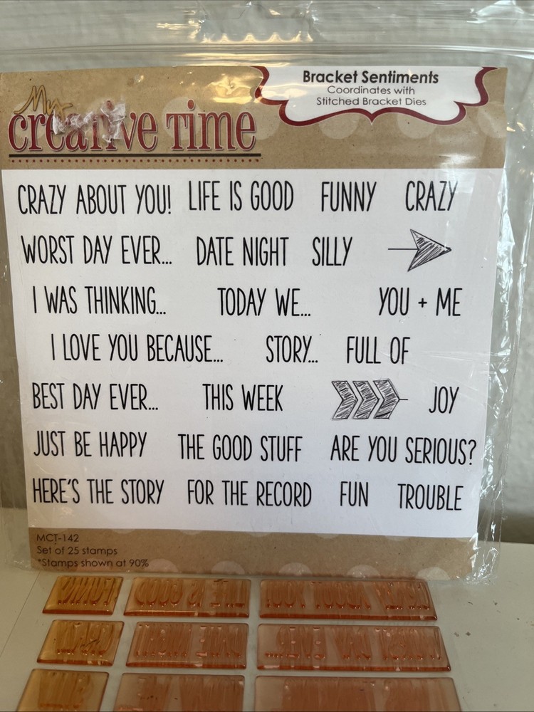 My Creative Time Bracket Sentiments Stamp Set MCT142 RARE NIP