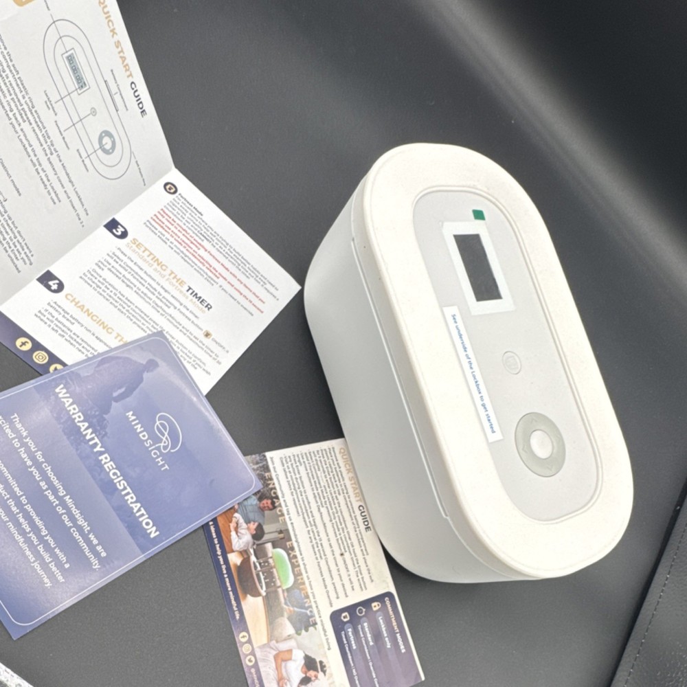 Mindsight Timed Lockbox White with Digital Timer for Indoor Item Storage