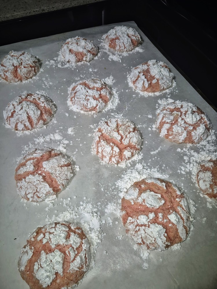 Strawberry Crinkle Cookies. One (1) Dozen. Approx 2.5"ea. Individually Wrapped