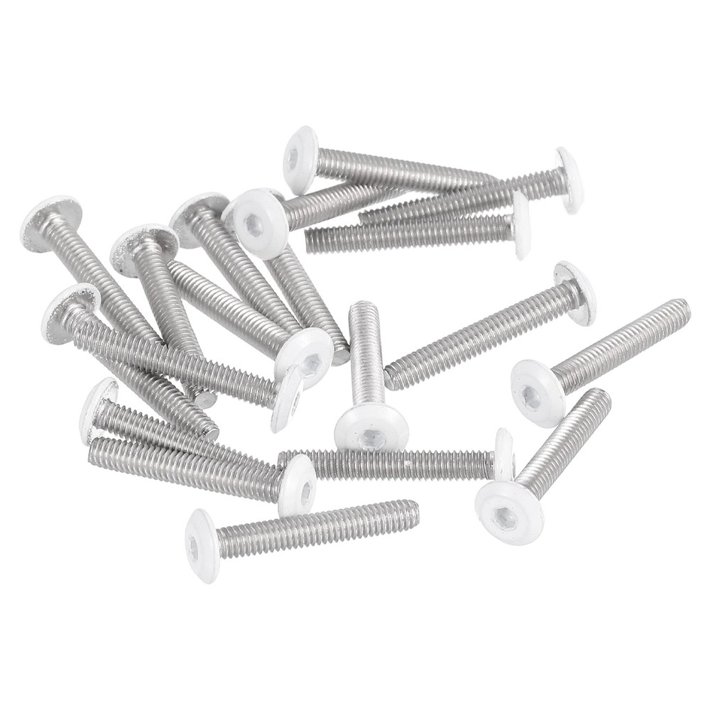 20 Pcs M2.5-0.45 x 16mm Button Head Hex Socket Head Screws, White
