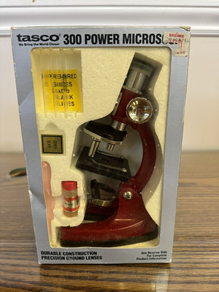 Vintage - 1988 Tasco 300E Variable Power Microscope with Discovery Kit