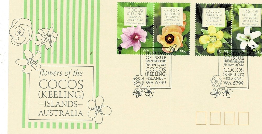 COCOS ISLAND 2010 FLORA DESIGN SET FDC