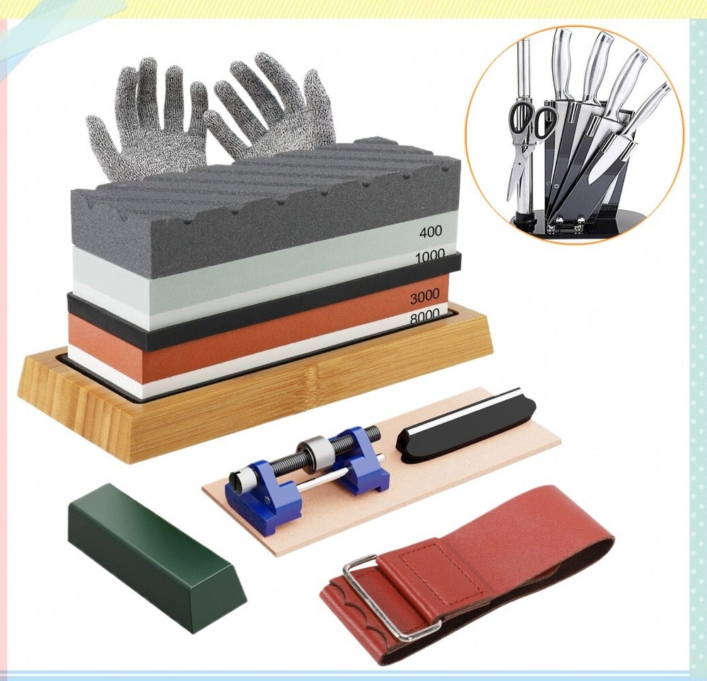 13PCS Complete Knife Sharpening Stone Set Professional Dual Whetstone Sharpener