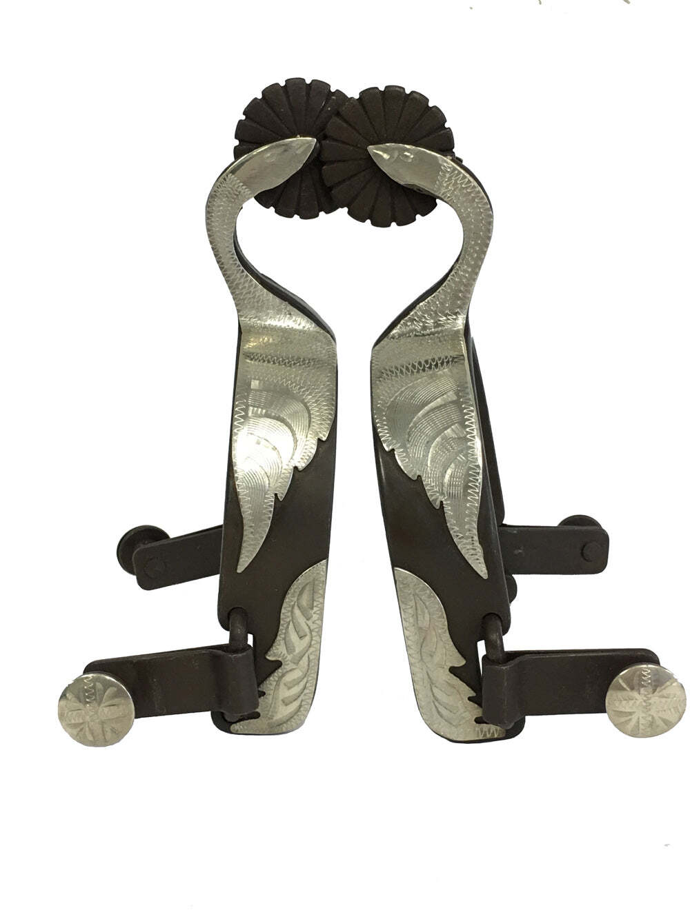 AJ Tack Mens Swan Shank Antique Brown Spurs