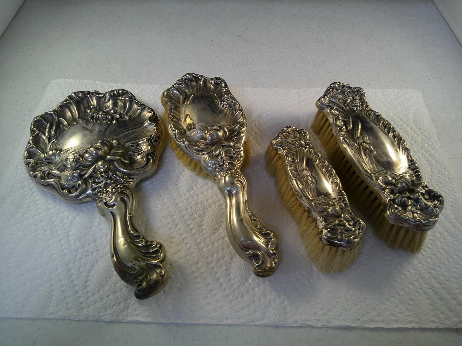 Antique 4 pc. Vanity Set Hope Silver Company marked Silver