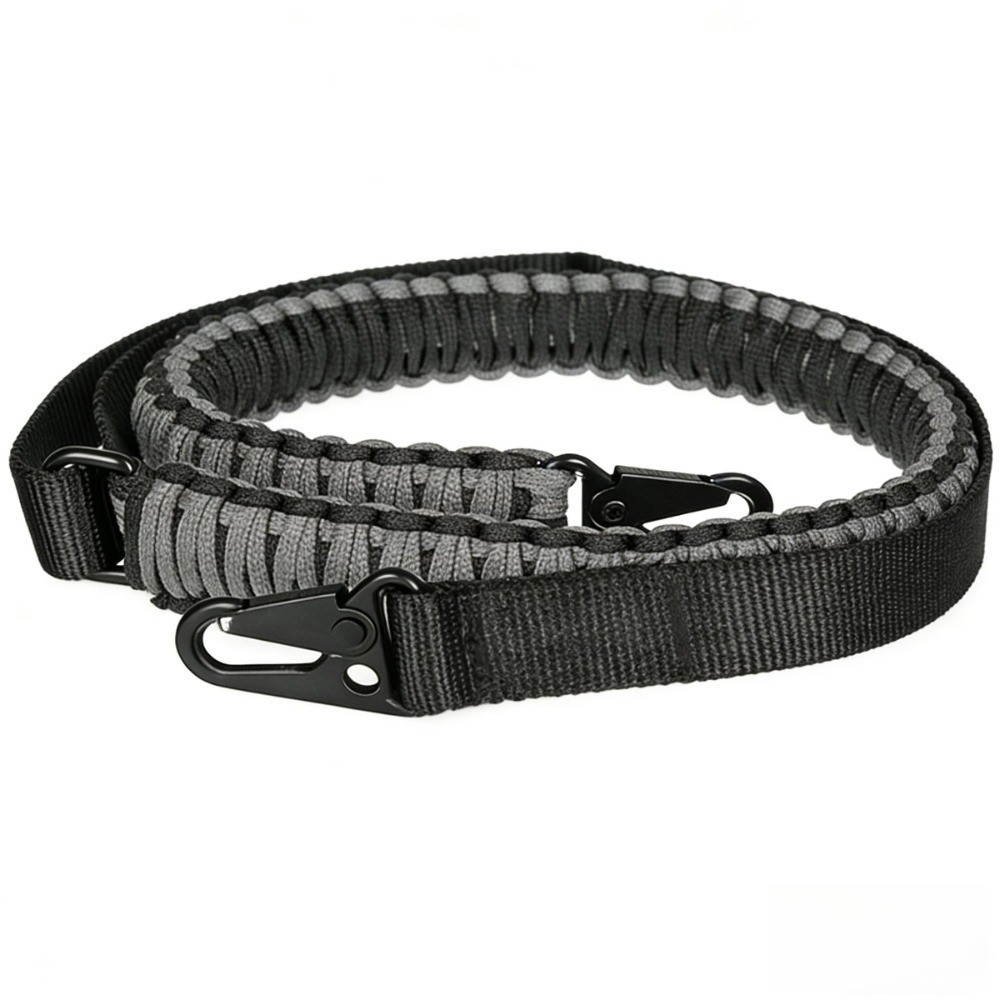 2 Point Rifle Sling Adjustable Paracord Strap with Metal Hook and Sling Swivels