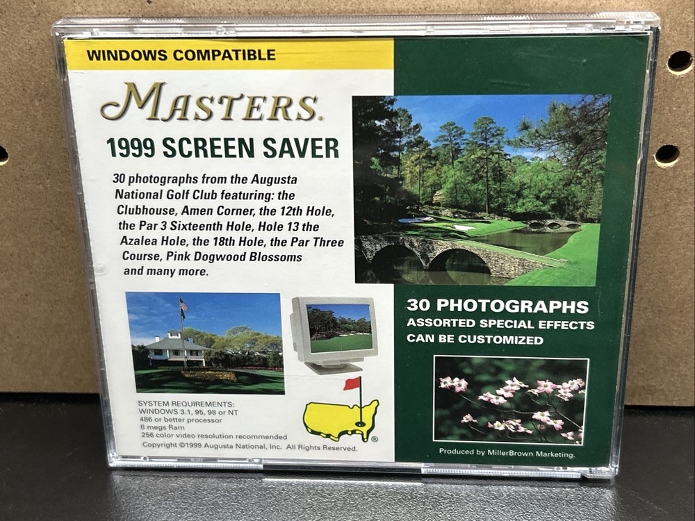 Augusta National Masters 1999 Computer Screen Saver - Windows CD ROM