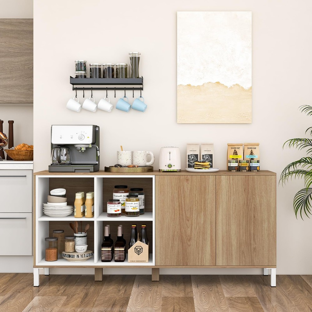 Buffet Cabinet with Storage, Kitchen Sideboard with 4 Compartments
