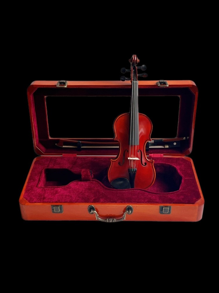 Handmade Solid Wood 1/32 Violin with Display Case – Fully Playable