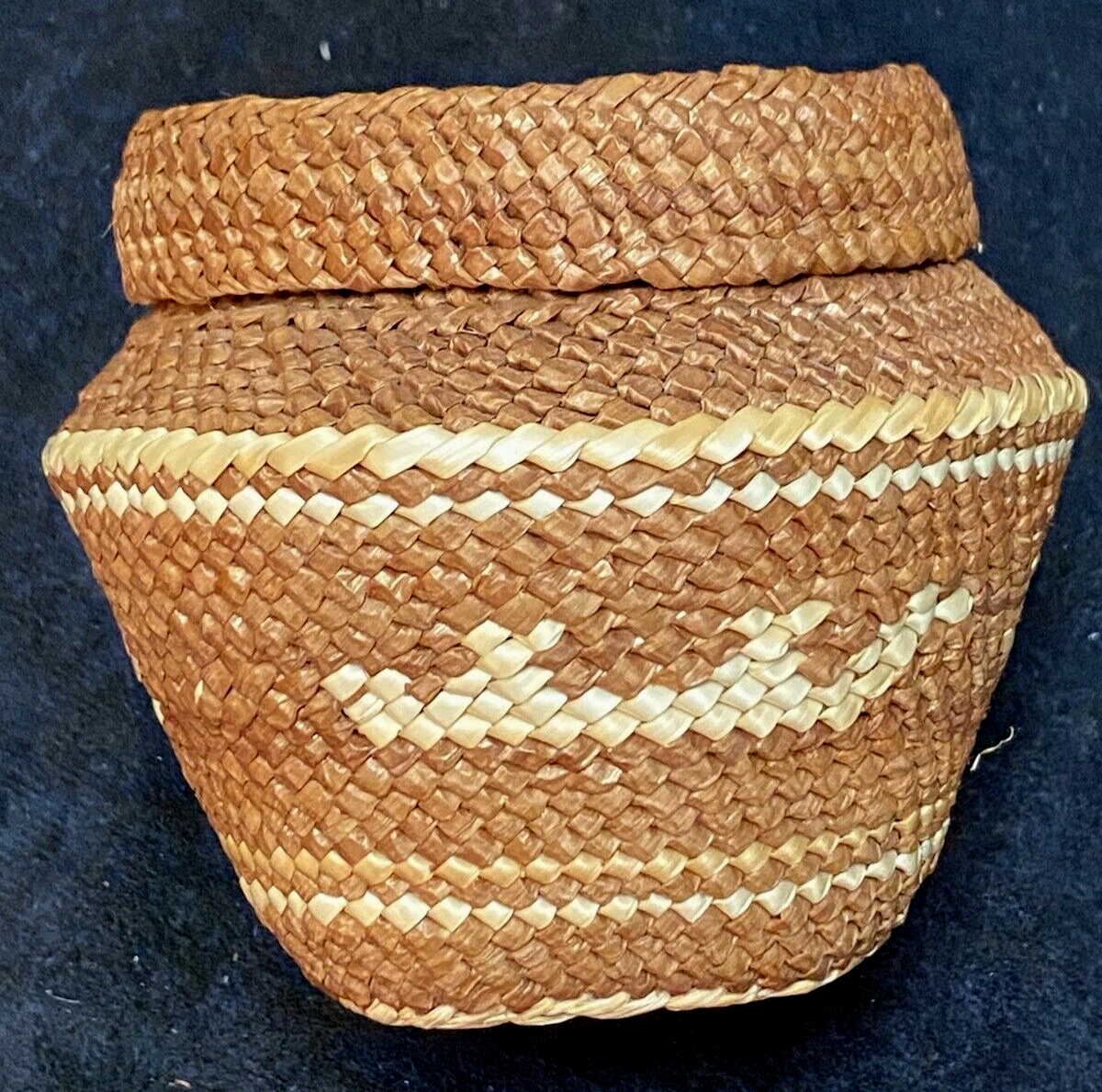 Northwest Coast Makah Indian Lidded Jar Basket
