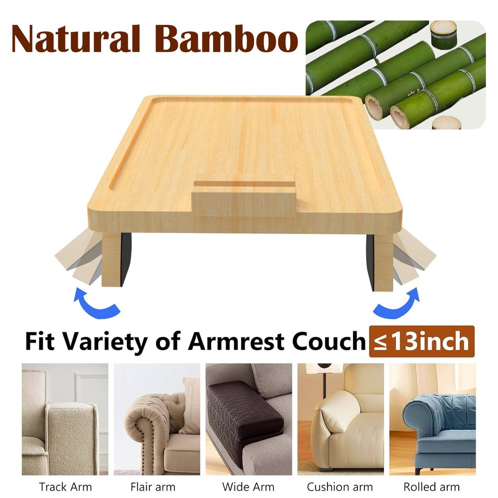 Couch Trays & Sofa Armrest Table - Multi-Functional Arm Trayes for Couch, Per...