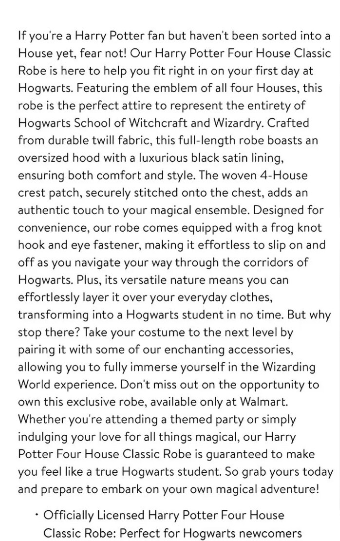🧙Harry Potter House Robe •Hogwarts Robe By Disguise One Size Kids’ Fit XS - 2XL