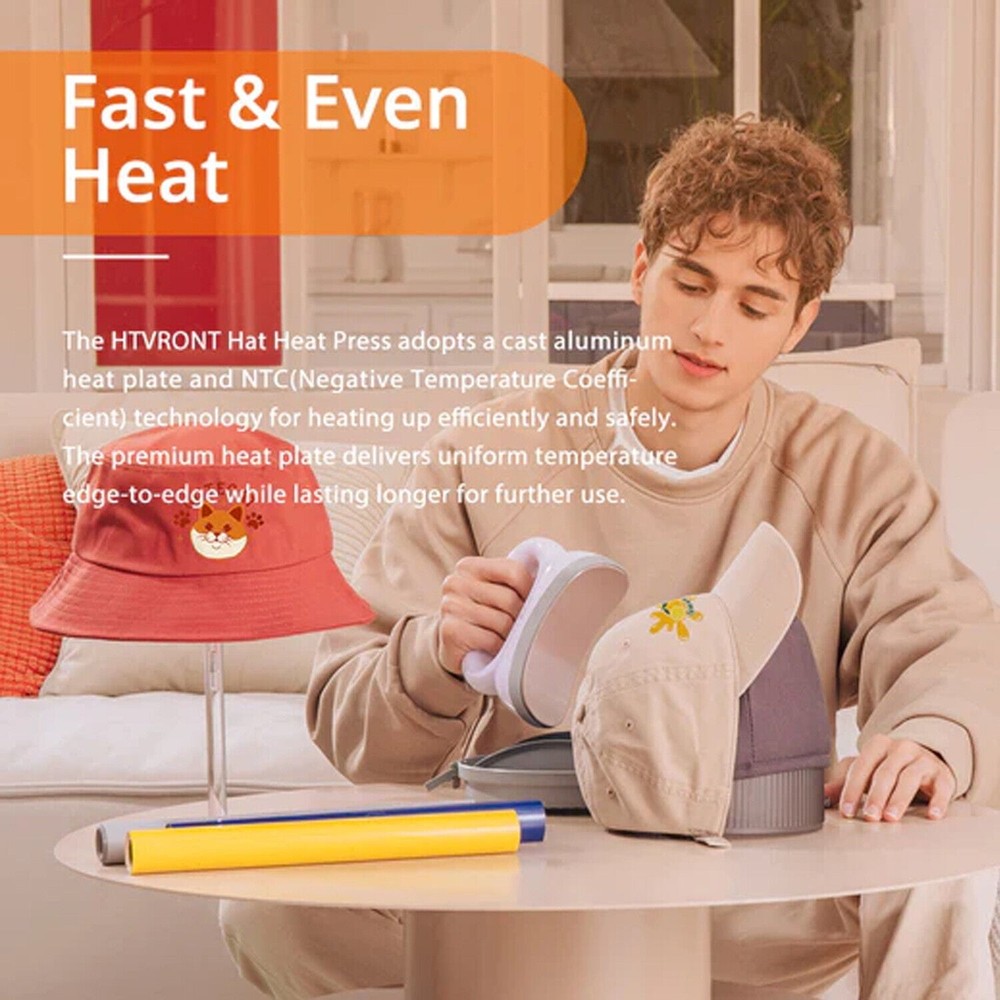 Hat Press, Heat Press Machine W/Lcd Multifunctional Design Cap Sublimation White