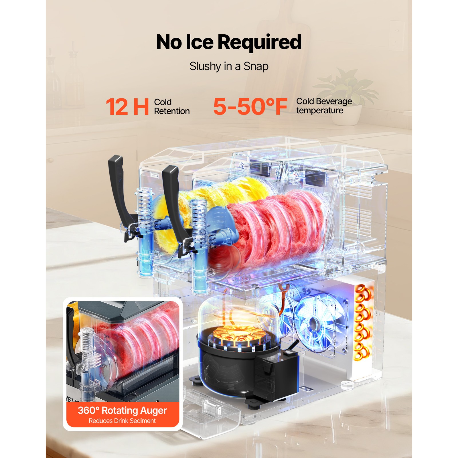 Uimoso Dual-Tank Frozen Drink Maker with 4L Capacity for Slushies and Beverages