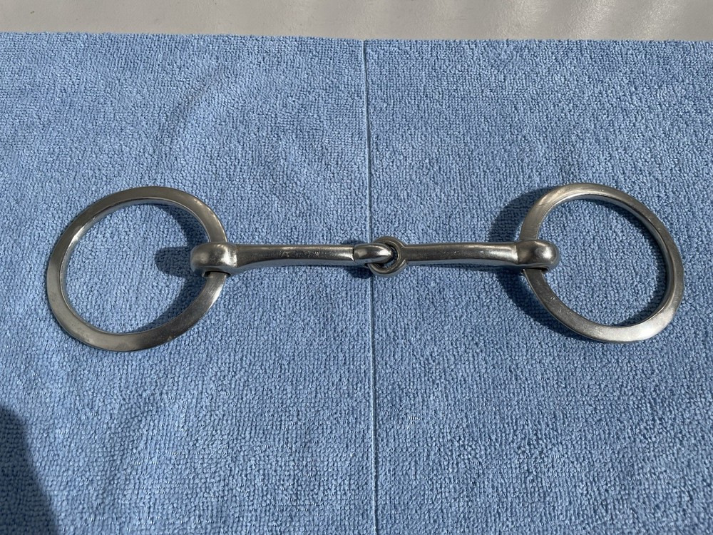 Vintage 6" Loose Flat O-Ring Snaffle Horse Bit Solid Nickel Clean Nice
