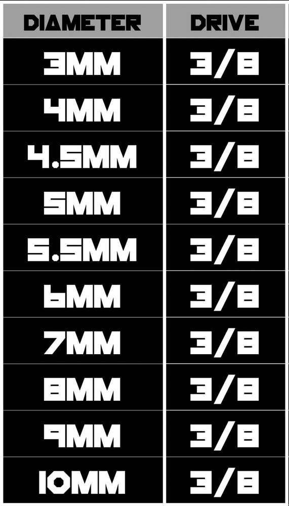 Extra Long Allen Wrench Hex Bit Socket Set (10 Pack) - Long 6" Hex Bit in 3/8...