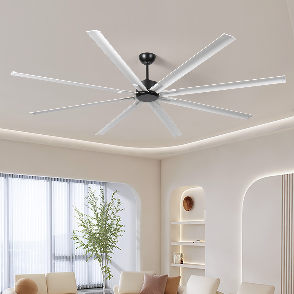 96" 6-Speed Ceiling Fan with Light and Remote Control, 8 Double-Layer Blades